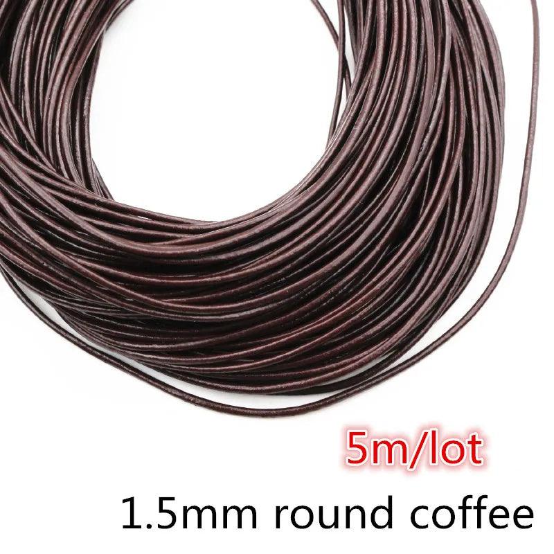 2-5m/lot 1-8mm Genuine Cow Leather Round/Flat Strand Thong Cord DIY Bracelet Findings Rope String For Jewelry Making Accessories