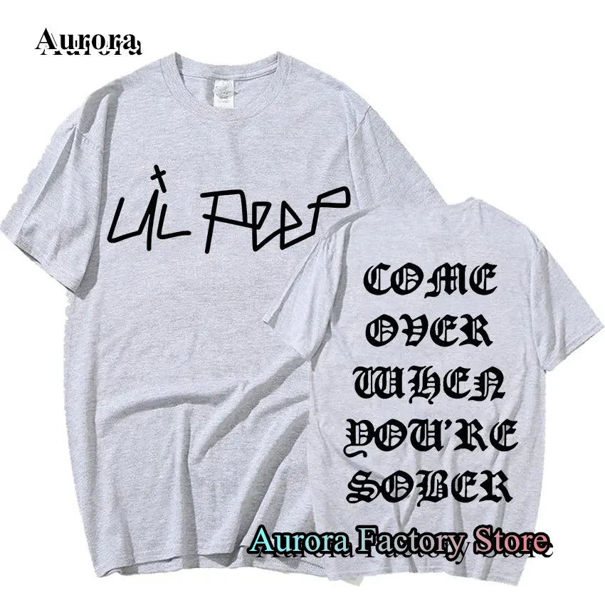 Rapper Lil Peep Come Over When You're Sober Tour T-Shirt for Men Casual Summer Cotton Tee Streetwear