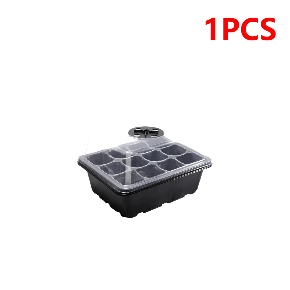 10/1pcs Seedling Box Gardening Sowing Tray with Breathable Clear Cover Seeds Germination Nursery Pot 12Holes Plant Seed Grow Box