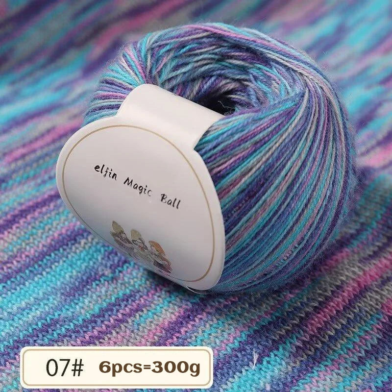 Colorful Section Dyed Fine Wool Yarn 300g Knitting Crafts