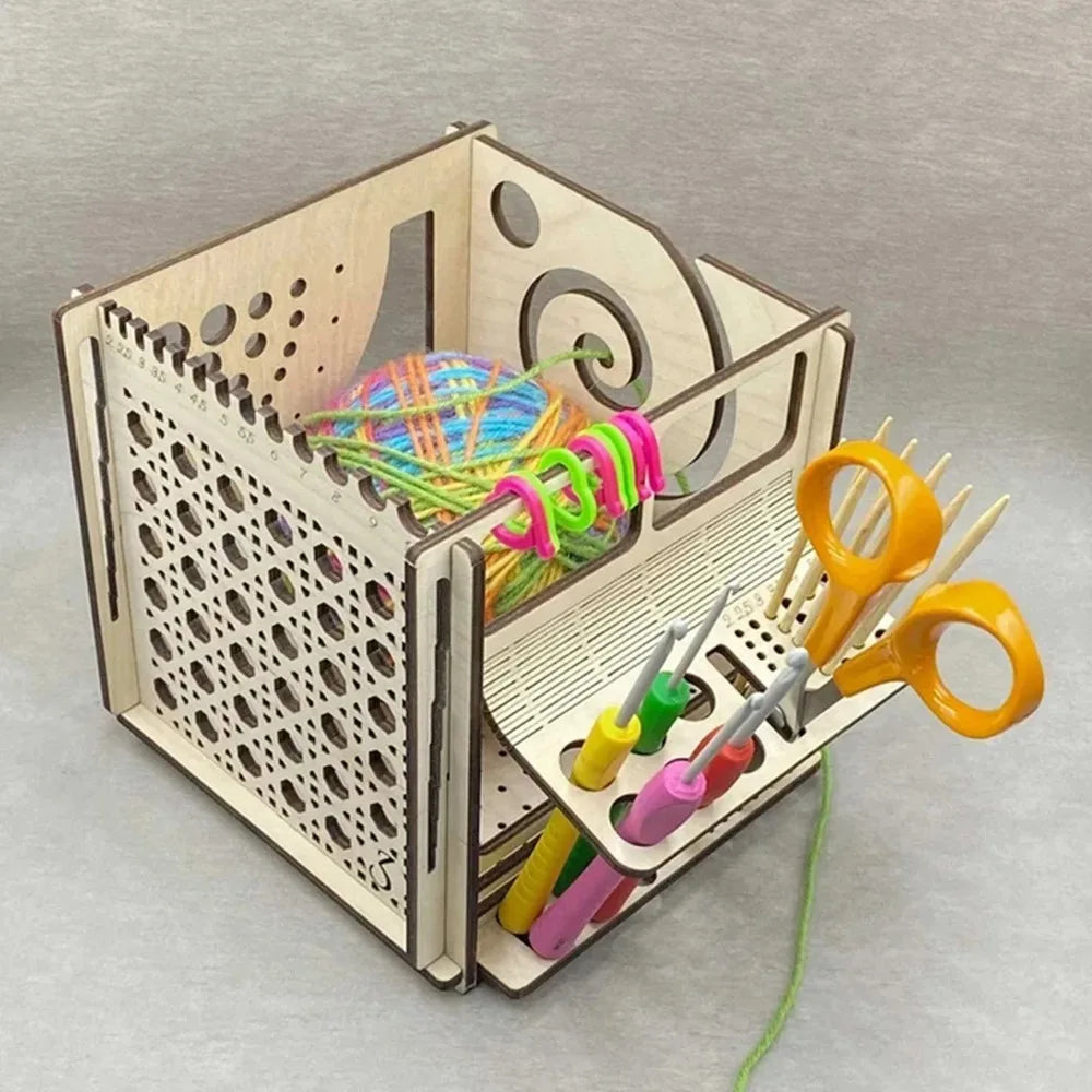 DIY All-in-one Wooden Yarn Bowl Crochet Organizer Storage Holder Wooden Yarn Dispenser Knitting Bowl For Knitting Crochet New