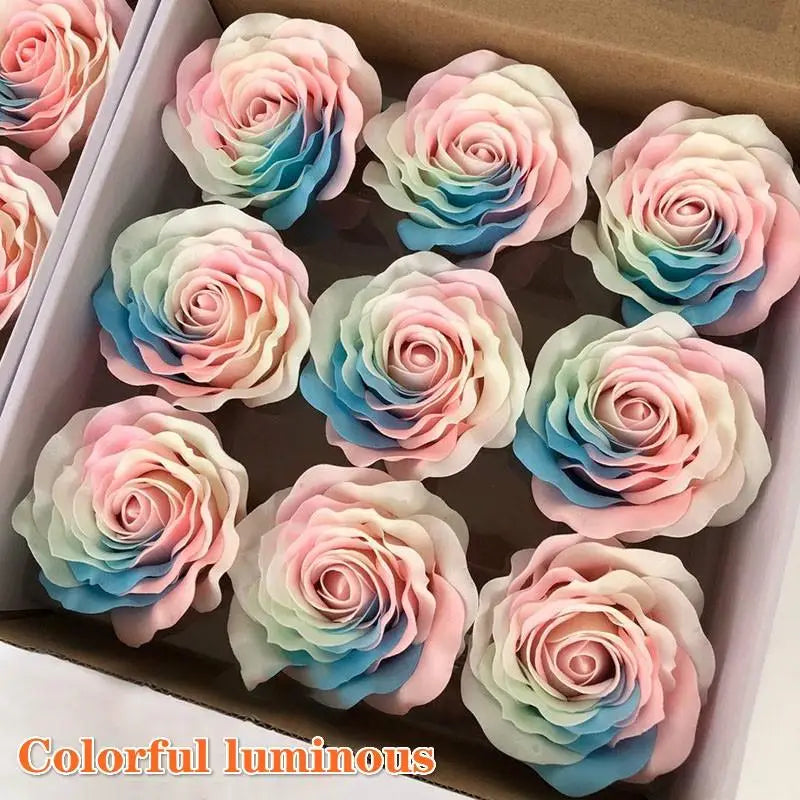 9PCS Colorful Luminous Soap Rose Head Soap Flower Eternal Flower Creative Bouquet Gift Valentine's Day