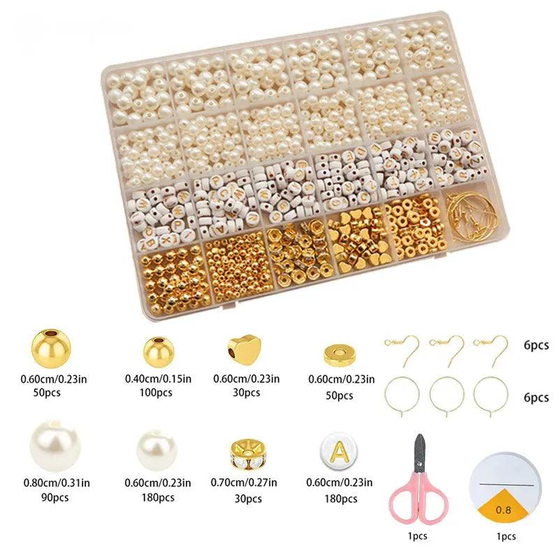 Pearl Beads Bracelets Making Kit Assorted DIY Golden Spacer Beads Acrylic Alphabet CCB Beads Kit For Jewelry Making Supplies