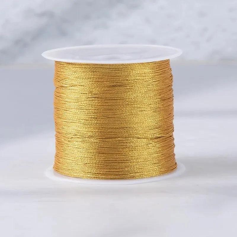 A Roll of 0.2-0.6mm DIY Hand Woven Bracelet, Hand Rope, Woven Rope, Embroidered Gold and Silver Silk Thread Material