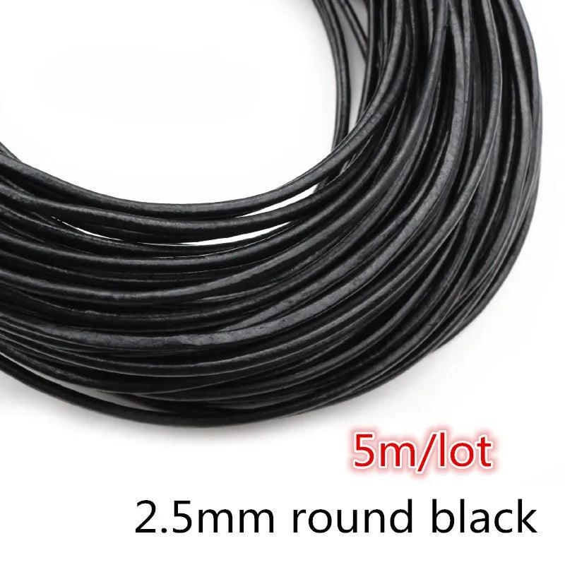 2-5m/lot 1-8mm Genuine Cow Leather Round/Flat Strand Thong Cord DIY Bracelet Findings Rope String For Jewelry Making Accessories