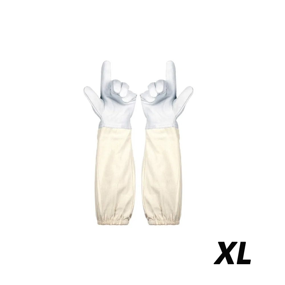 1 Pair Safe Professional Beekeeping Gloves Anti-sting Anti-bee Canvas Sheepskin Gloves Apiculture Protect Beekeeping Tools