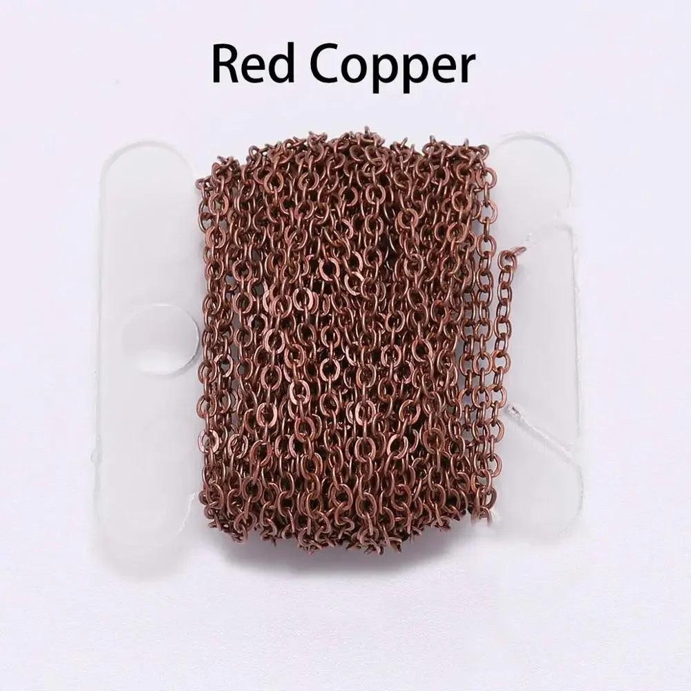 5m/5.47yards 1.5 2.0 2.5 mm Copper Bronze Oval Link Necklace Chain Bulk Brass For Jewelry Making DIY Materials Findings Supplies