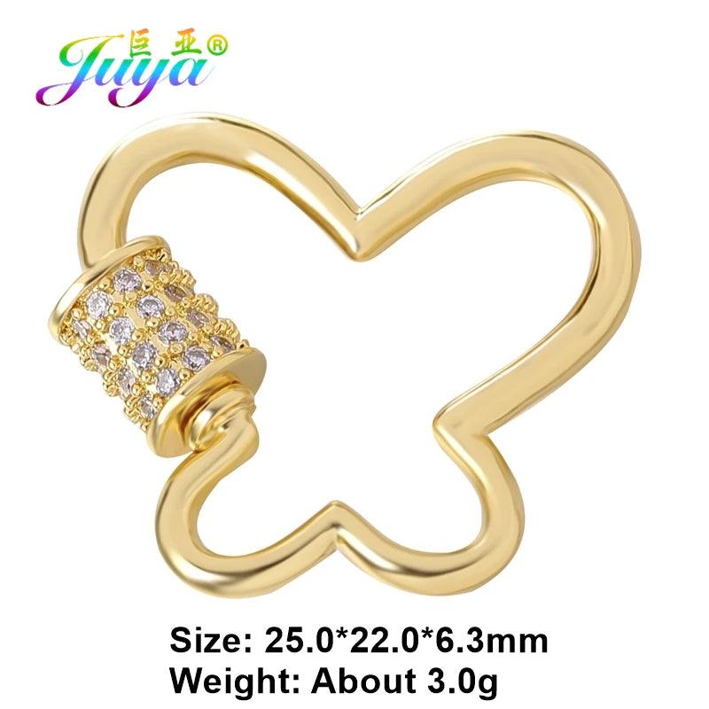 Juya 18K Real Gold Plated Decoration Oval Round Carabiner Lobster Clasp Accessories For DIY Luxury Handicraft Jewelry Making