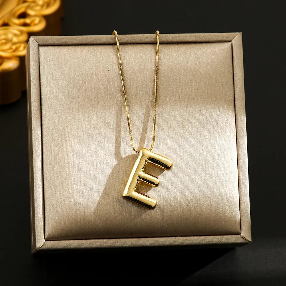 Hot Sale Stainless Steel 26 English Alphabet Necklace Pendant All-match Simple Clavicle Chain Jewelry