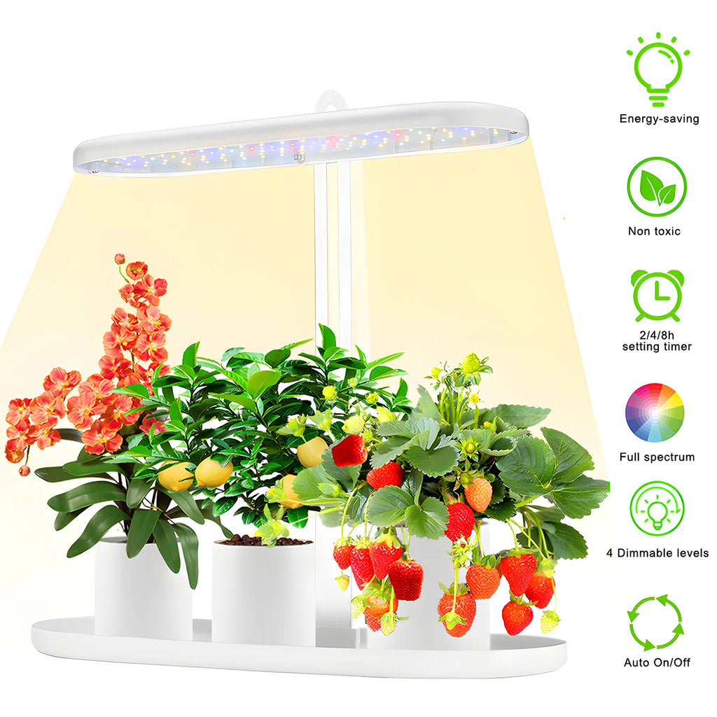10W LED Grow Light 2/4/8H Auto On/Off Timer 4-Level Dimmable Height Adjustable Full Spectrum Grow Light Ideal for Home DeskPlant