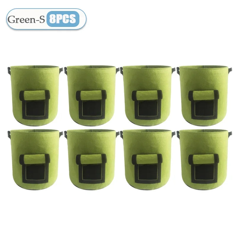 1-8PCS 5/10Gallon Felt Potato Planting Bag Large Diameter Vegetable Plant Seedling Bag Non-Woven Garden Potato Growing Bucket