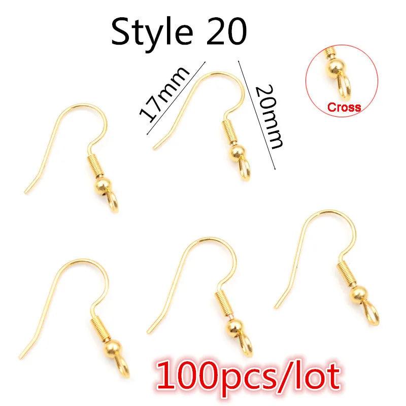 (Never Fade) High Quality 316 Stainless Steel DIY Earring Findings Clasps Hooks Jewelry Making Accessories Earwire