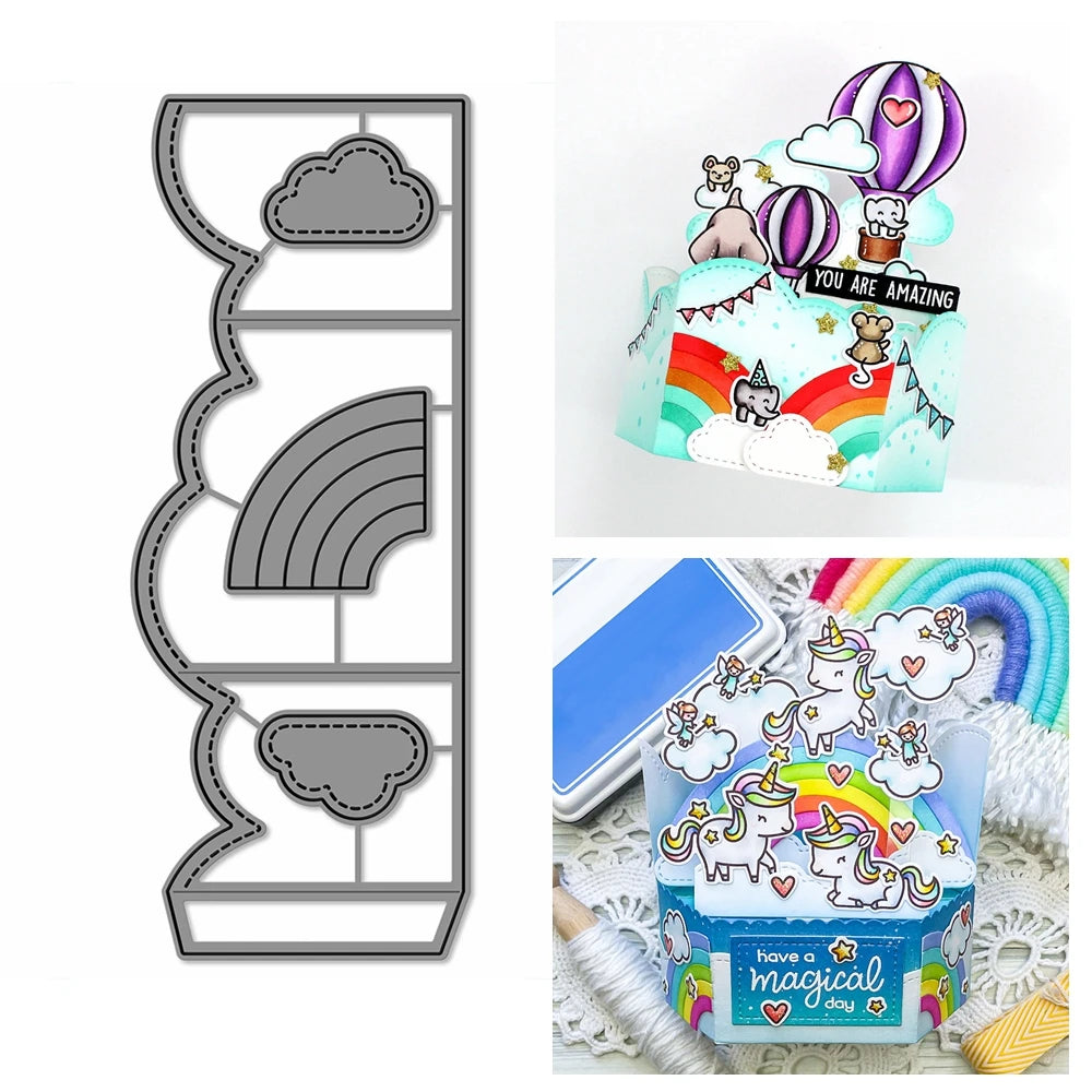 Foldable Box Cloud Rainbow Rectangle Hello Baby Elephant Moon Metal Cutting Dies for Scrapbooking Crafts DIY Card Making L01