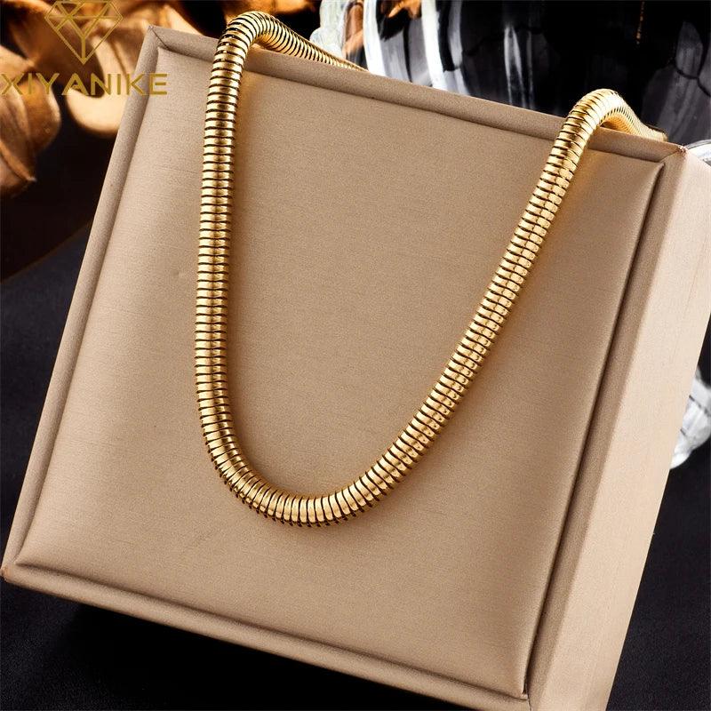 DIEYURO 316L Stainless Steel Geometric Ball Beads Pearl Chain Necklace For Women New Punk Girls Thick Choker Jewelry Party Gifts