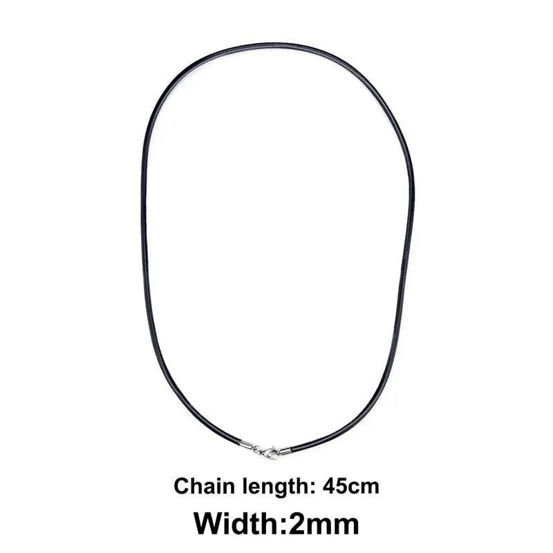 45/50/55/60cm Black Rubber Leather Chain Stainless Steel Lobster Buckle DIY Necklace Pendant Jewelry Making Handmade Rope
