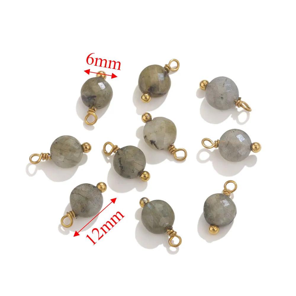 10pcs Stainless Steel Natural Stone Cahrms For Earring Bracelets DIY Handmade Pendants Jewelry Making Dangles Findings Material