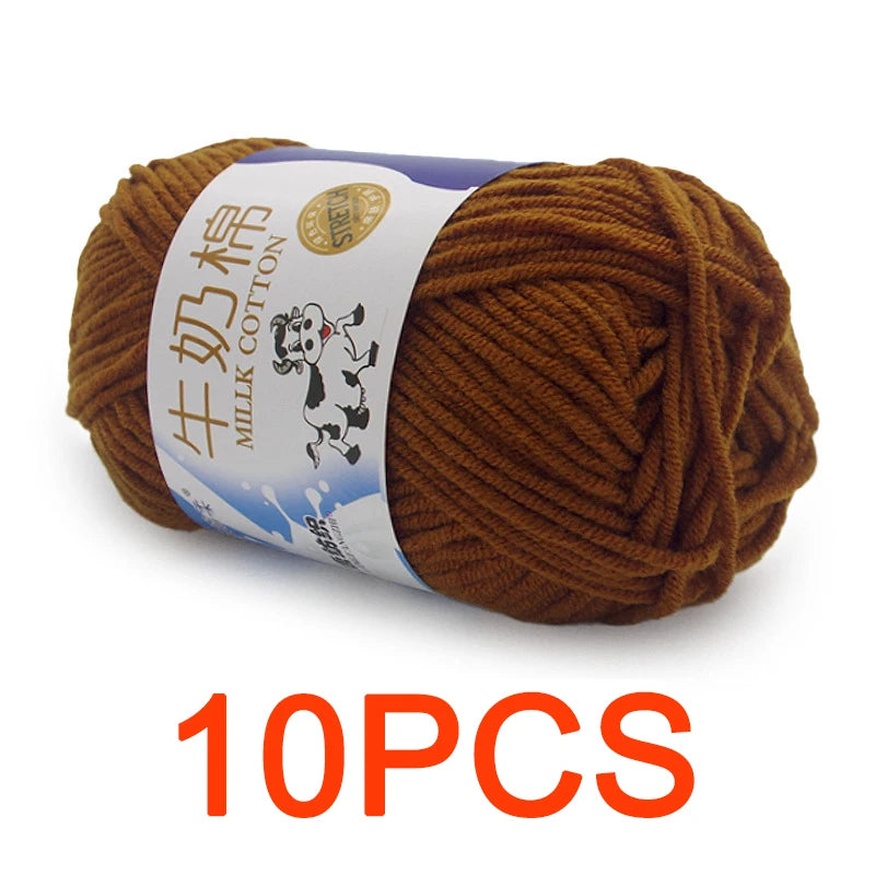 10 Pieces Milk Cotton Knitting Yarn Soft Warm Yarn for Hand Knitting and Crochet Projects