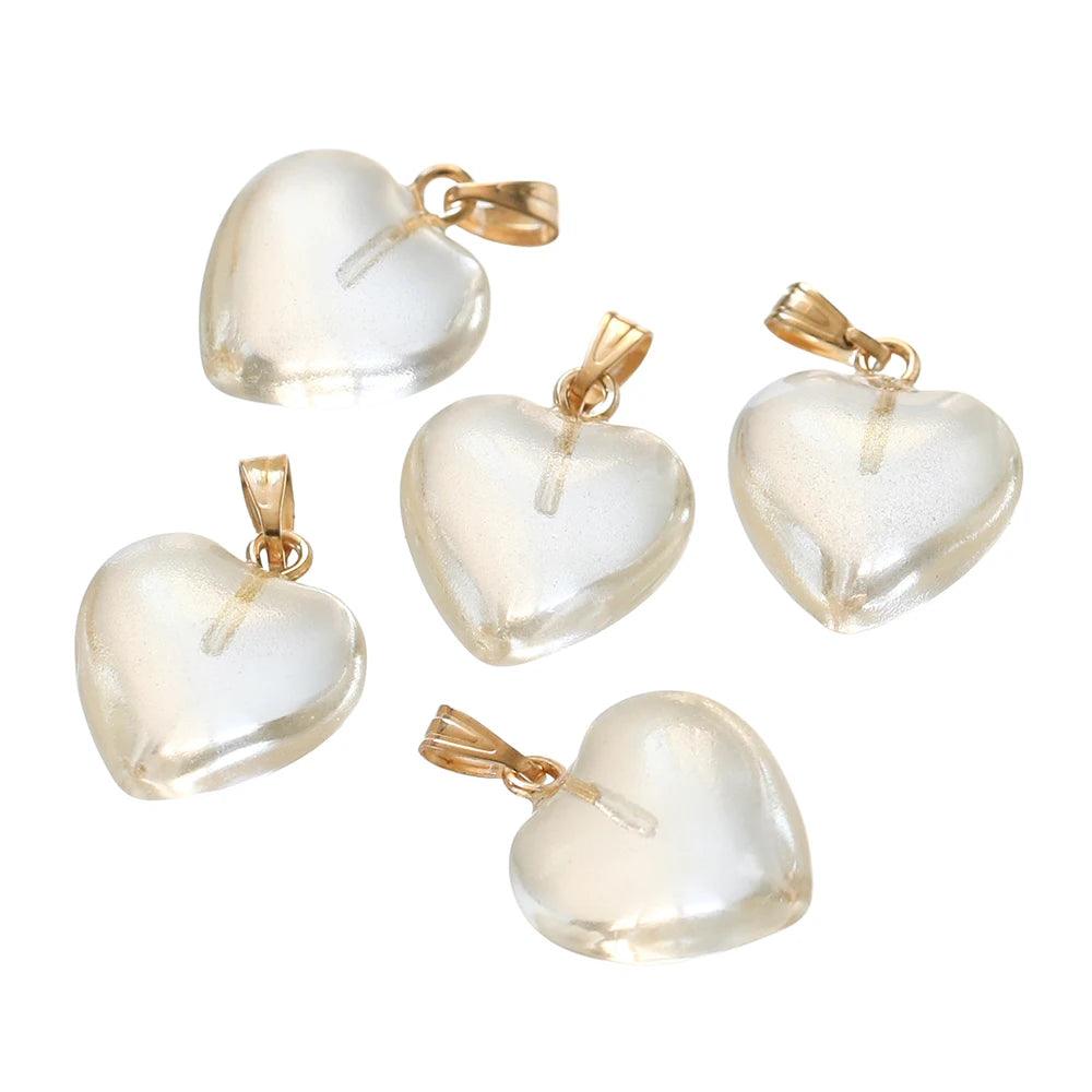 10Pcs/Lot Czech Lampwork Crystal Glass Heart Beads Charms pendant DIY Handmade Jewelry Making Necklaces Earrings Accessories