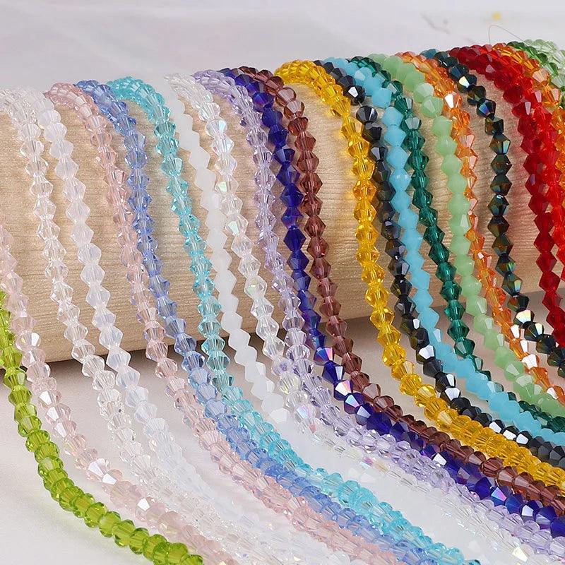 50/100PCS 4MM Diamond-Shaped Glass Beading For Bracelet Making DIY Jewelry Craft Supplies Stylish Necklace Accessories