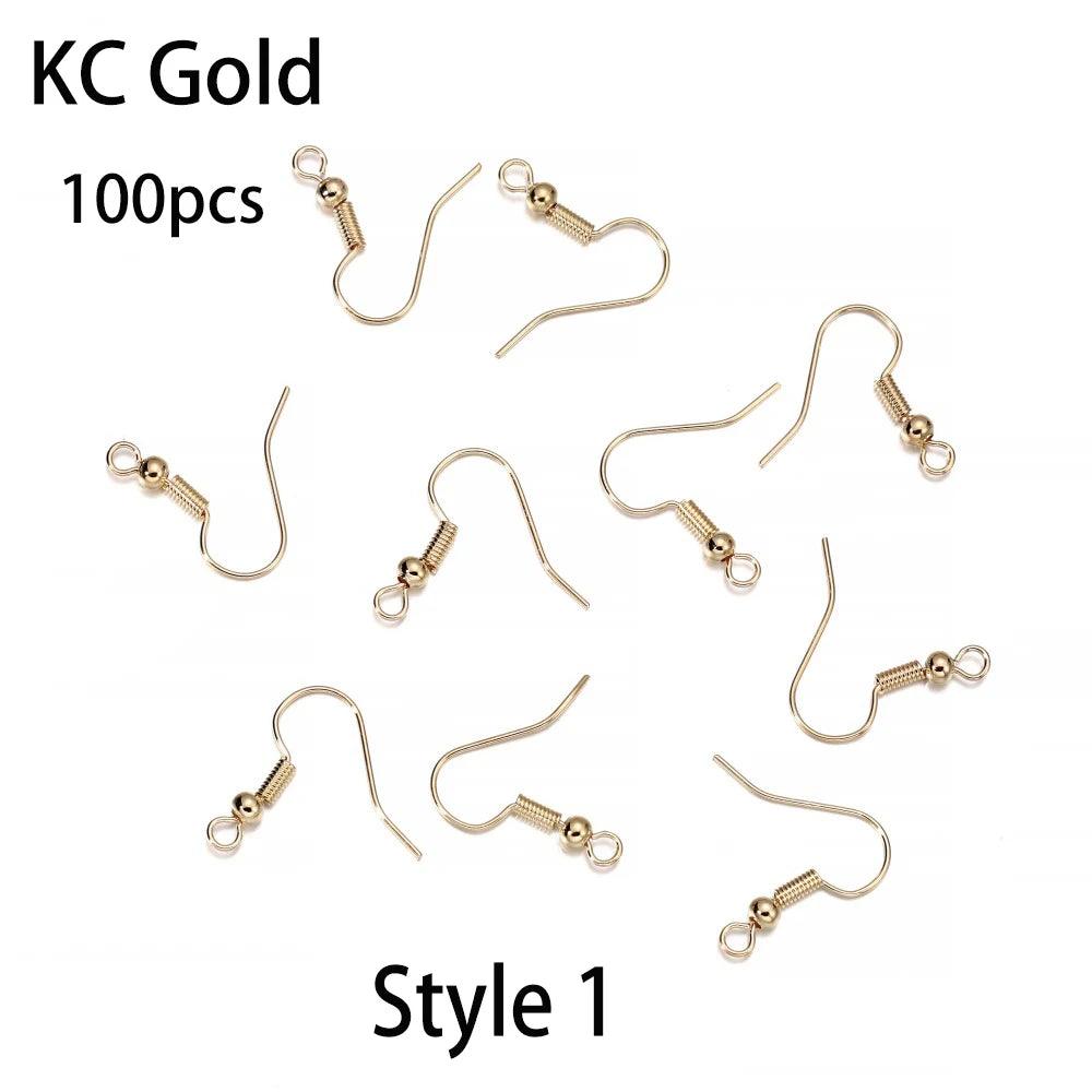 20-100pcs French Earrings Clasps Hooks Fittings DIY Jewelry Making Iron Hook Earwire Earring Findings Supplies