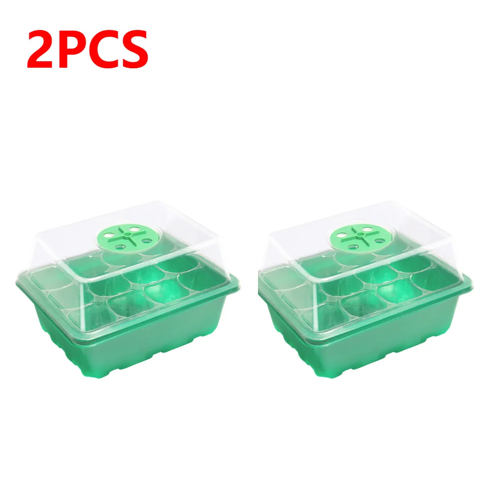 1-5Pcs Stackable Greenhouse Germination Tray with Humidity Dome 12 Holes Plant Grow Nursery Seedling Trays Garden Tools