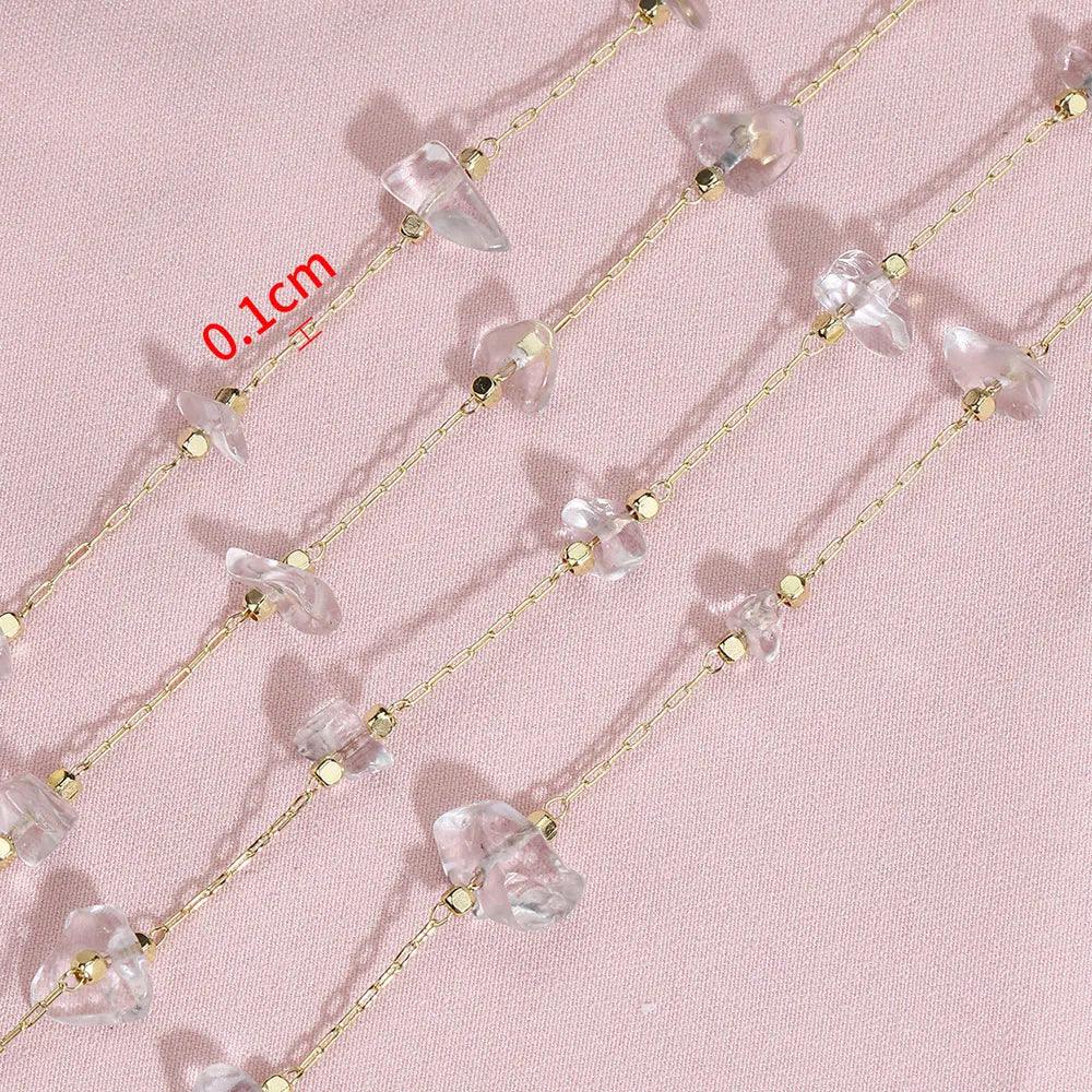 1meter Stone Chain Crystal Irregular Glass Stone Beads Links Chain for DIY Jewelry Making Necklace Bracelet Findings