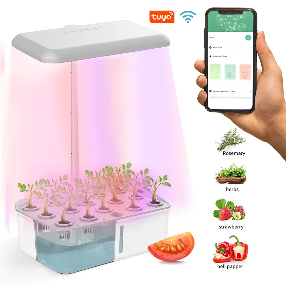 WIFI-compatible Hydroponics Growing System Indoor Garden Vegetable Flower Herb Grow Cultivation LED Grow Light Germinate Planter