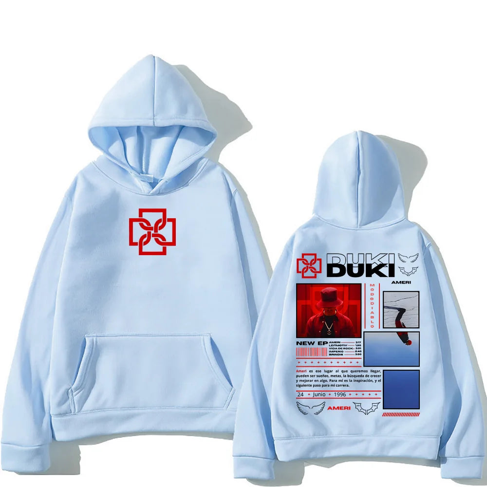 Rapper Duki Ameri Hoodies Men's Women Clothing Fashion Hip Hop Oversized Hooded Sweatshirts Unisex Casual Long Sleeve Pullovers
