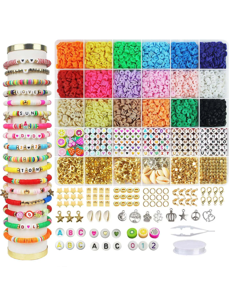 18 Colors Clay Beads Bracelet Making Kit includes Letter Beads and Spacer Beads for Girls DIY Bracelet Jewelry Crafts Gifts
