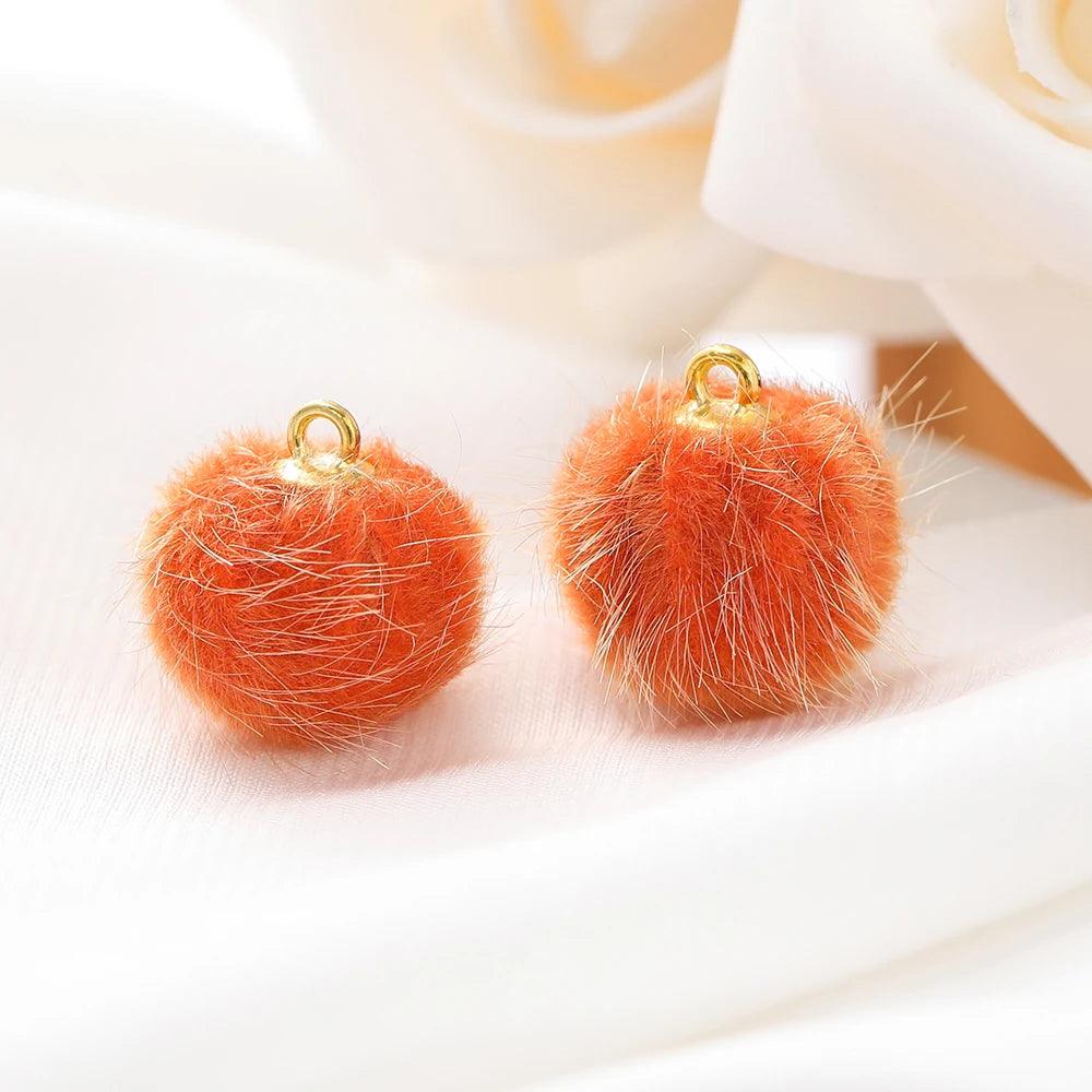 10pcs Plush Fur Covered Ball Beads Charms Pompom Beads Pendant for DIY Necklace Earring Bracelet Pendant Jewelry Making Supplies