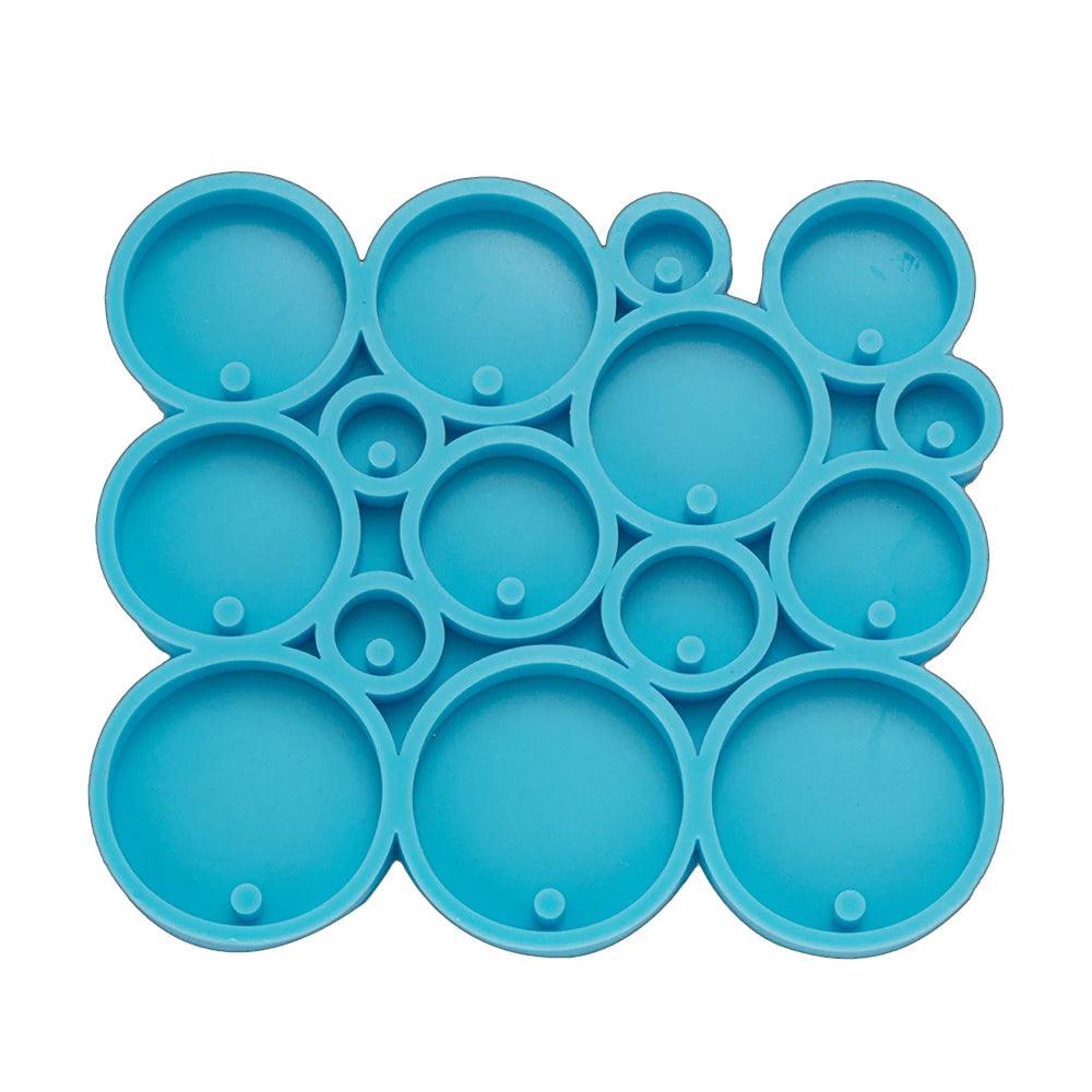 Super Shiny Mini Round Silicone Keychain Mold Many Circles Epoxy Resin Casting Mould For Cake Chocolate Baking Crafts Making