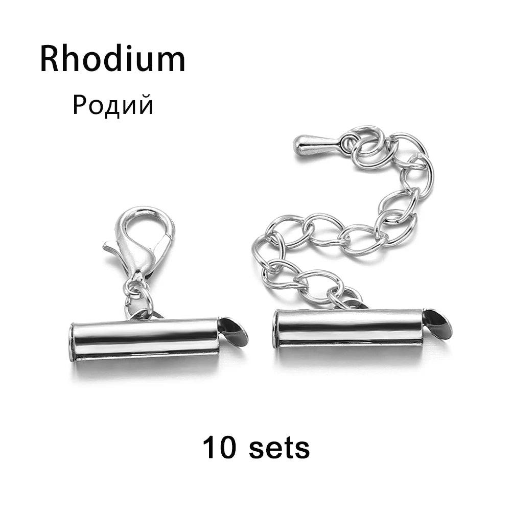10Sets/Lot 10-40mm Lobster Clasps Hooks Extending Chain Bracelet End Connectors Slider Clasp For DIY Jewelry Making Finding