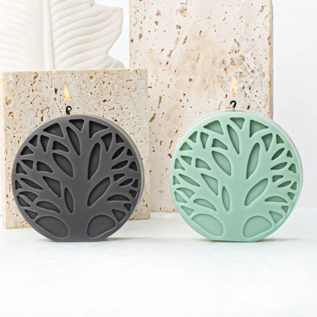 Relief Twig Round Candle Silicone Mold Tree Of Life Candle Mold Homemade Aromatherapy Plaster Pendant Home Decoration Artifact