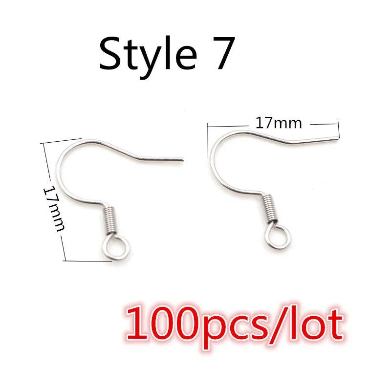 (Never Fade) High Quality 316 Stainless Steel DIY Earring Findings Clasps Hooks Jewelry Making Accessories Earwire