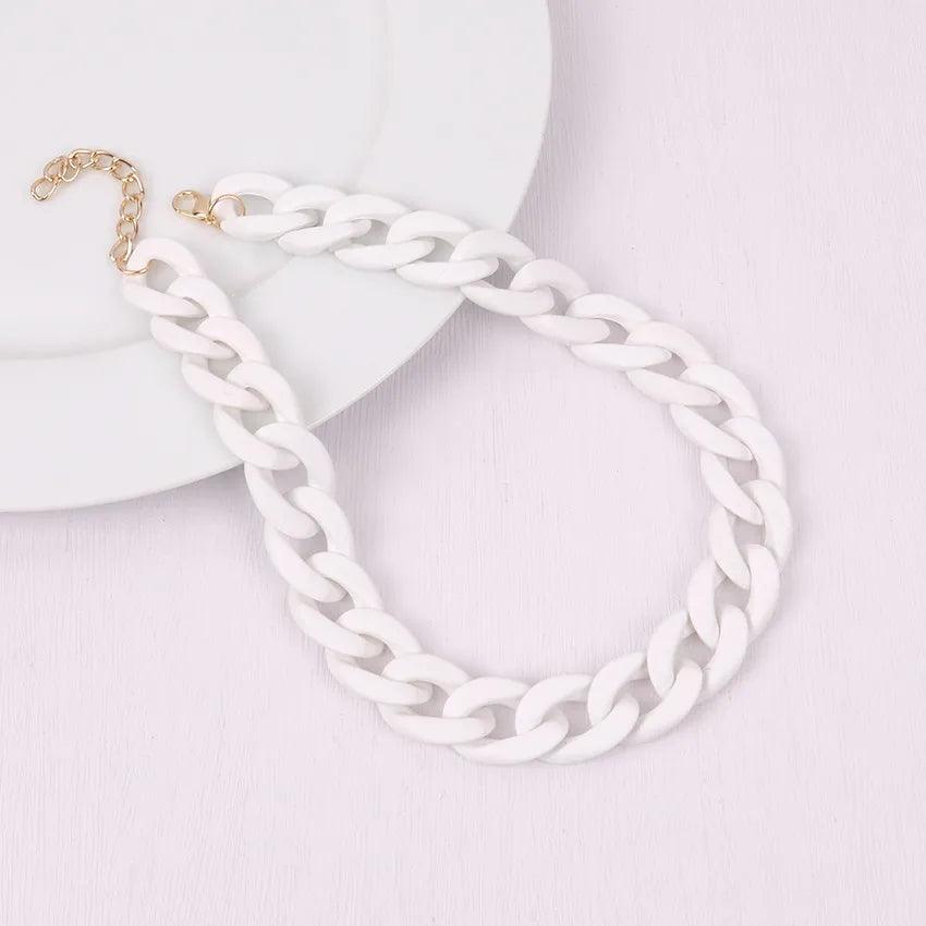 FishSheep Fashion Colorful Acrylic Matte Chain Choker Necklace for Women Statement Resin Wide Chain Collar Neck Jewelry 2024 New