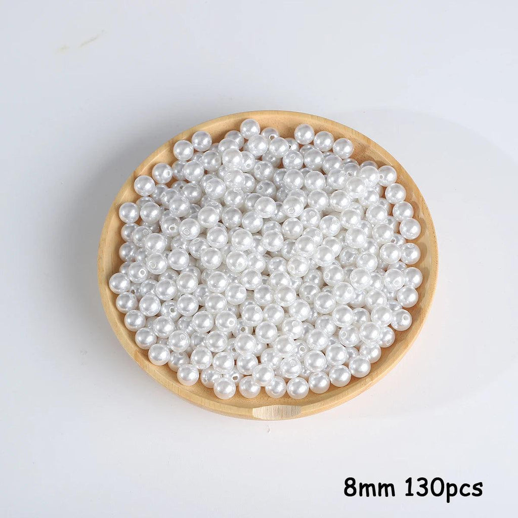 3-20mm 10-1000pcs straight hole ABS imitation pearl beige white bracelet with round beads for DIY craft jewelry making products