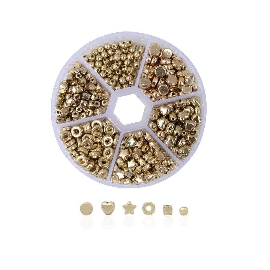 540pcs Gold Spacer Beads Set Assorted Round Star Gold Beads Kit for Bracelet DIY Jewelry Making