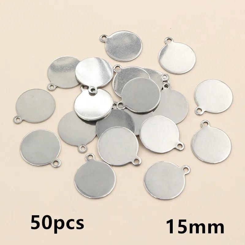 20-200pcs 6-25mm Stainless Steel Round Coin Charms Pendant DIY Jewelry Making Accessories Fingings for Necklace Bracelet