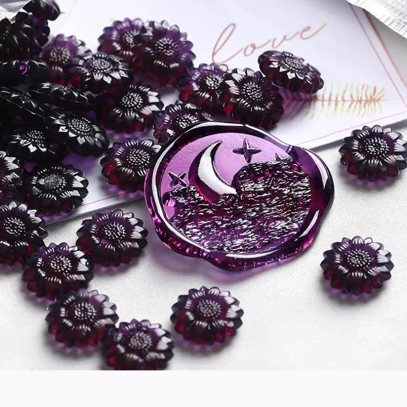 100pcs Sunflower Translucent Fireproof Paint Wax Grains DIY Wedding Birthday Party Invitation Postcard - Winord
