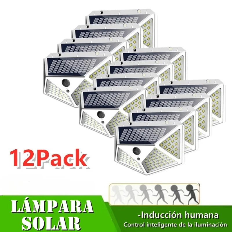 12 Pack Solar Lights Outdoor Wireless 100 LED Solar Motion Sensor Lights Waterproof Security Wall Lighting Outside for Backyard