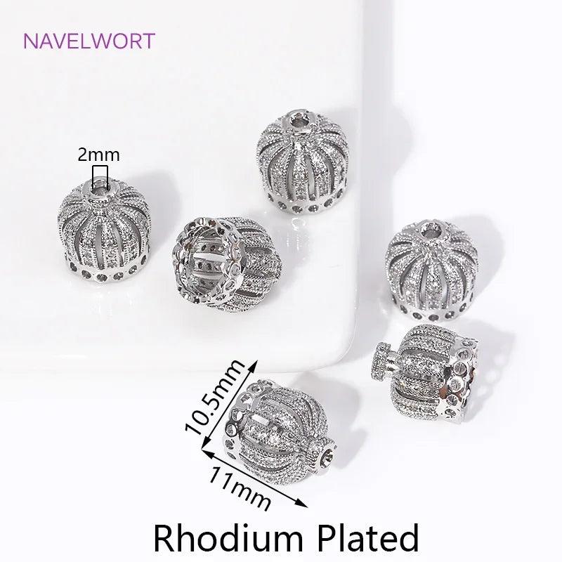 18K Gold Plated Large Flower Bead Caps Brass Metal with Zircon Crown Beads Caps Tassel Caps DIY Jewelry Making Accessories