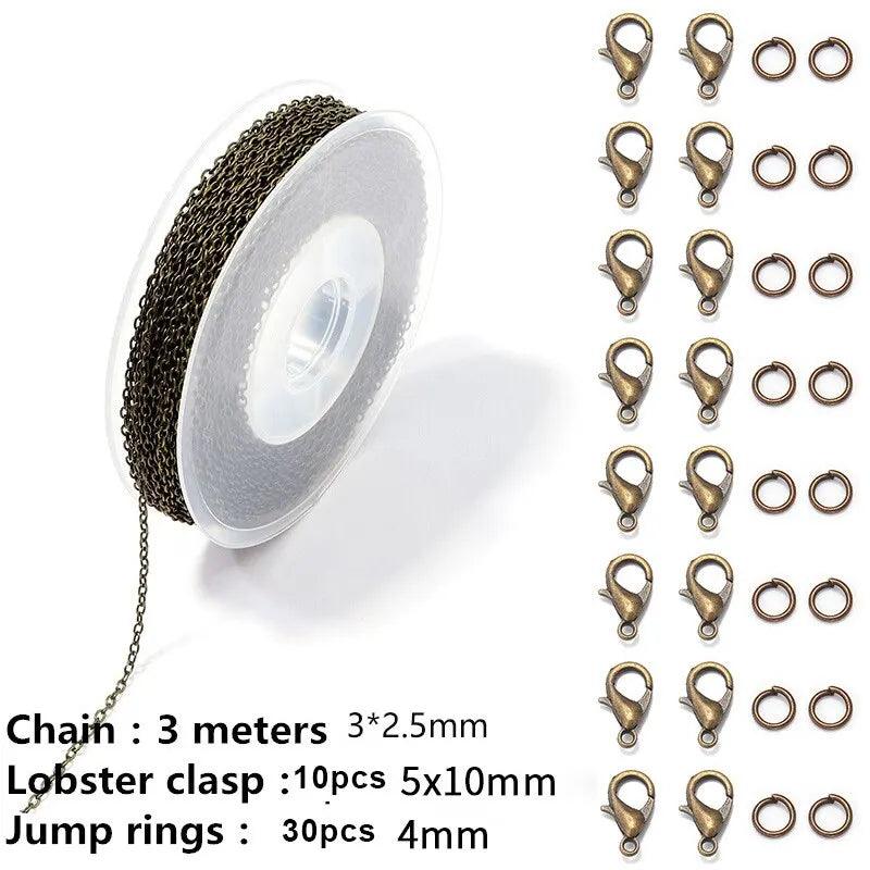 Chains Jewelry Making Supplies 3m Cable Link Chains for Making Jewelry Necklace Earring Bracelet Findings DIY Craft Kit