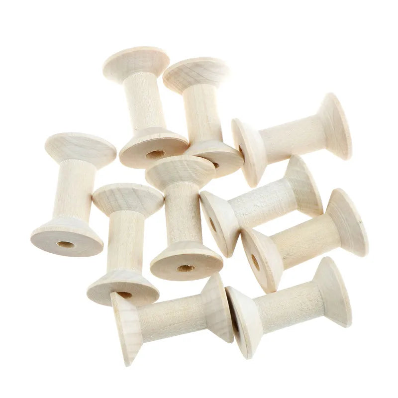 10PCs Empty Wooden Bobbin Spools For Thread Wire Needlework 47mmx31mm