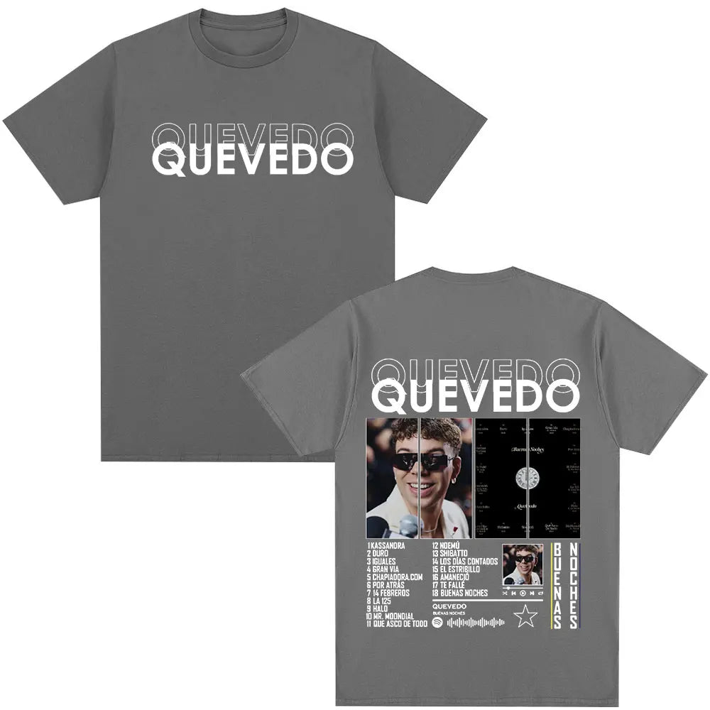 Quevedo Buenas Noches T-Shirt for Men and Women Casual Cotton Oversized Hip Hop Short Sleeve Fashion Tee