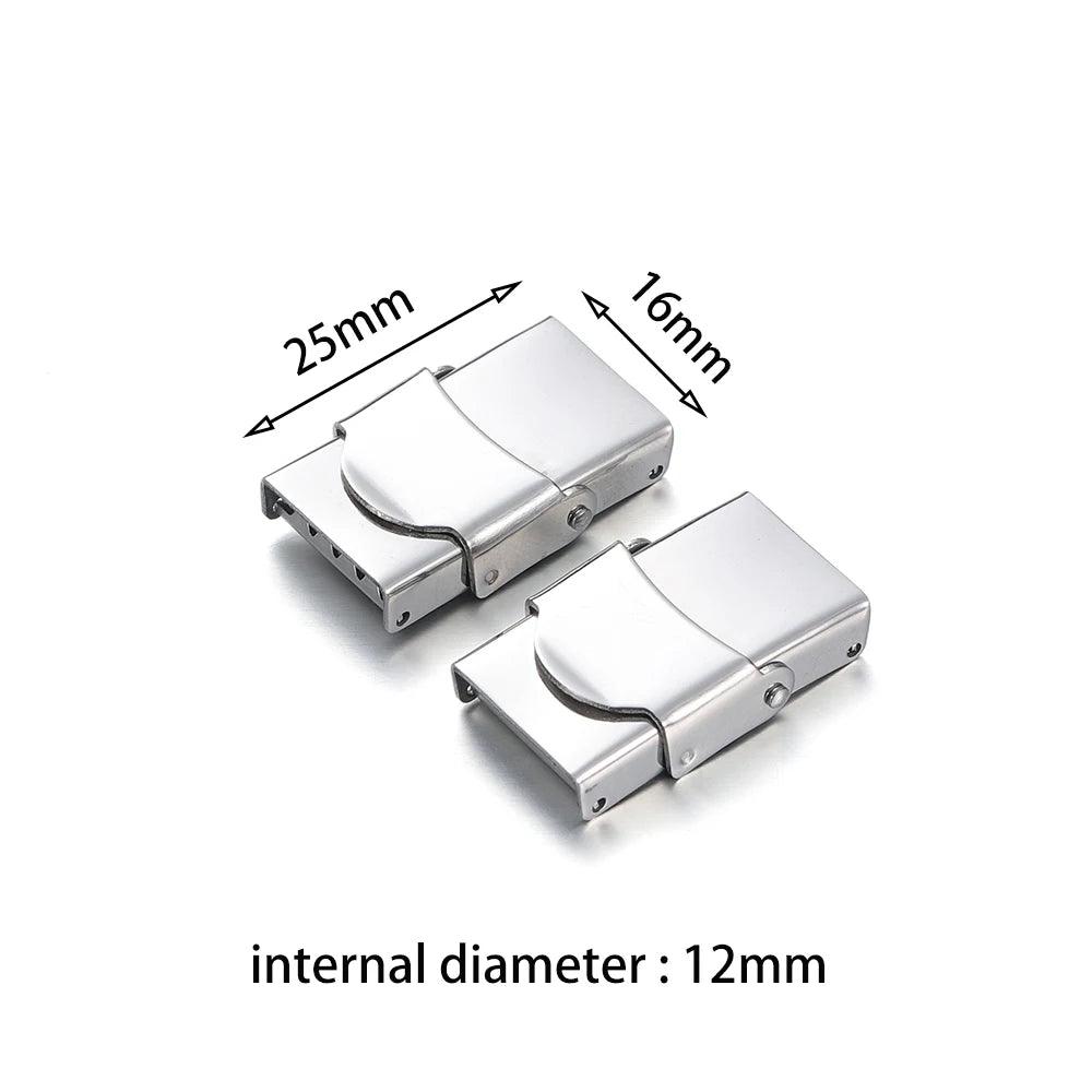 5pcs Stainless Steel Clasp Crimp Jaw Hook Watch Band Clasps Connect Lace Buckle for DIY Leather Silicone Bracelet Jewelry Making