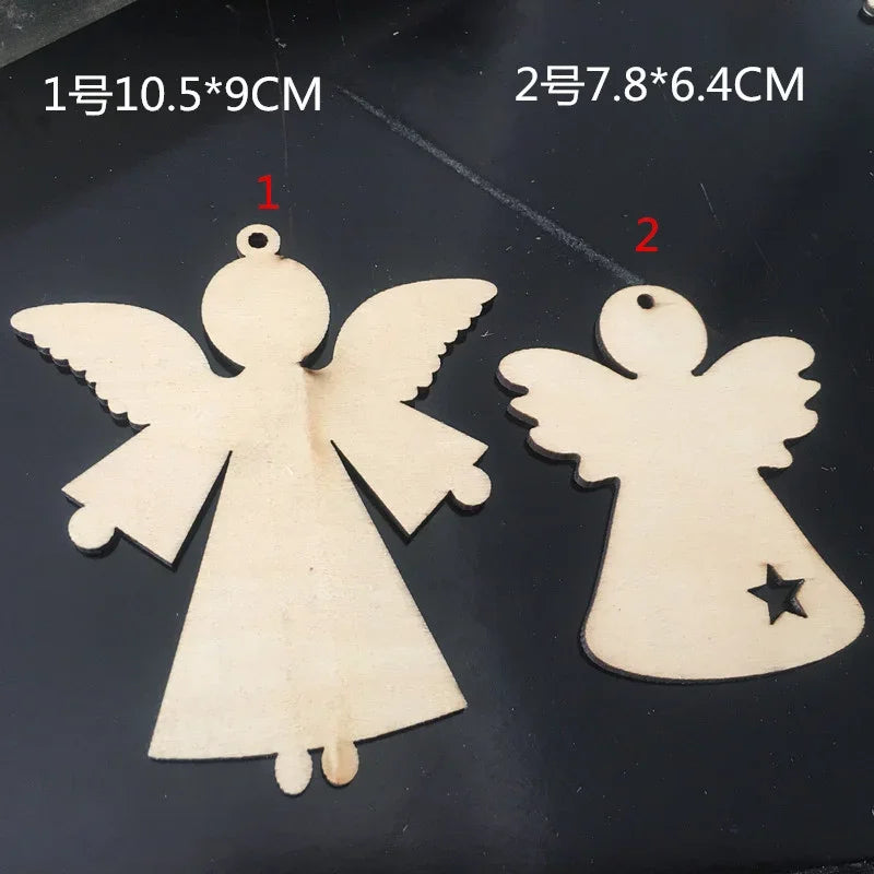 10pcs Unfinished Wooden Cutouts, Angel Shapes for DIY Arts and Crafts Projects, Decorations, Ornaments