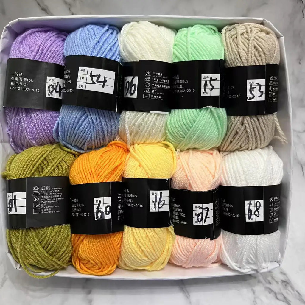 10 Balls Milk Cotton Yarn 500g Knitting and Crochet Wool Cotton Yarn DIY Craft Pack