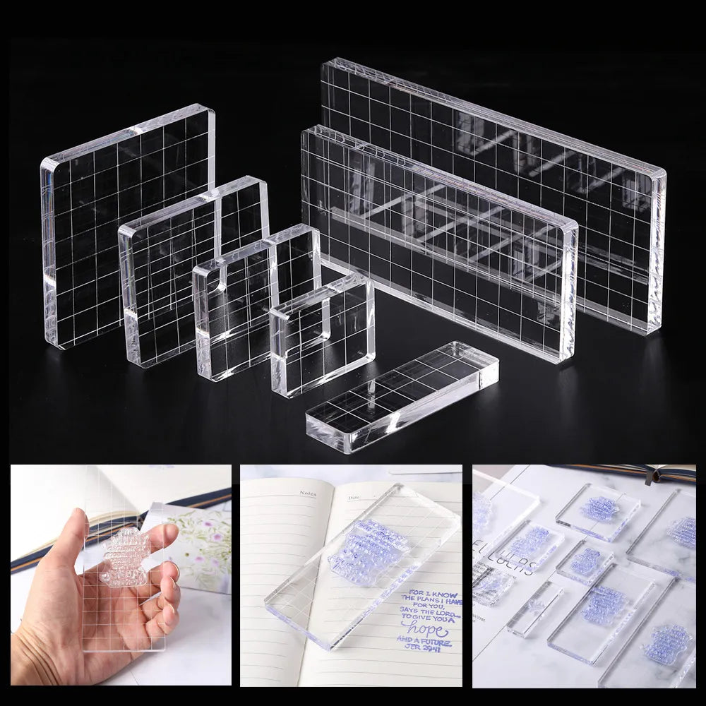 DIY Seal Stamp Block For Scrapbooking Photo Album Transparent Handle High Transparency Acrylic Pad Holder DIY Decoration Tools