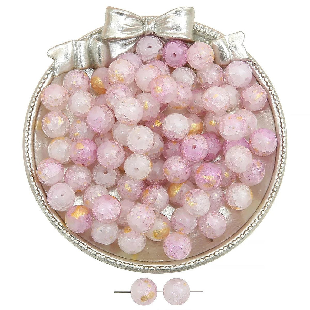 20pcs glass and jade shattered, sprinkled with gold, round beads, and loose beads DIY handmade bracelet, necklace, jewelry acces