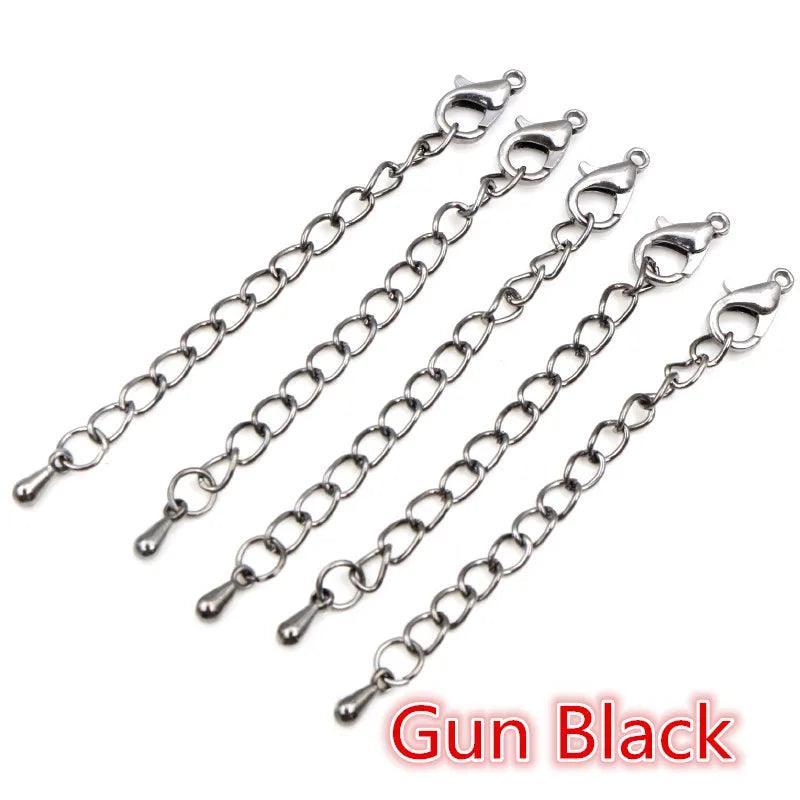 10pcs 50 70mm Gold Silver Plated Extended Extension Tail Chain Lobster Clasps Connector For DIY Necklace Jewelry Making Findings